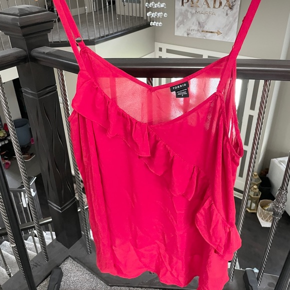Torrid Red Chiffon Ruffle Tank Size 3 - Picture 1 of 3